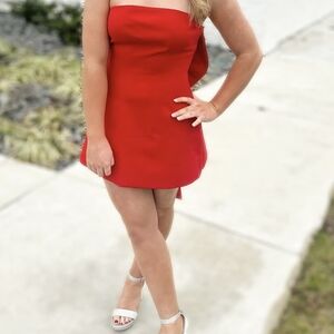 Elegant Red Bow Dress